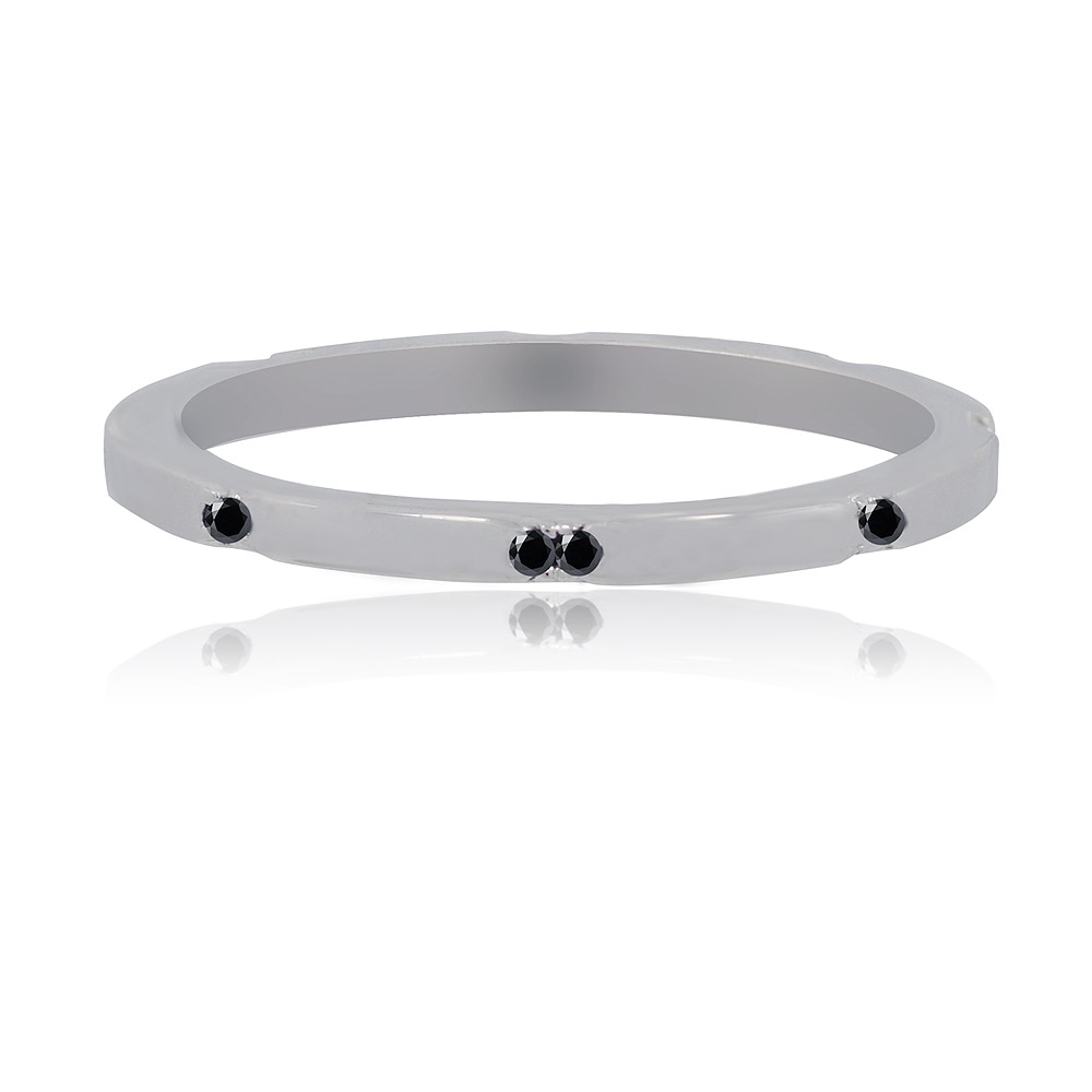 Black CZ Band Ring